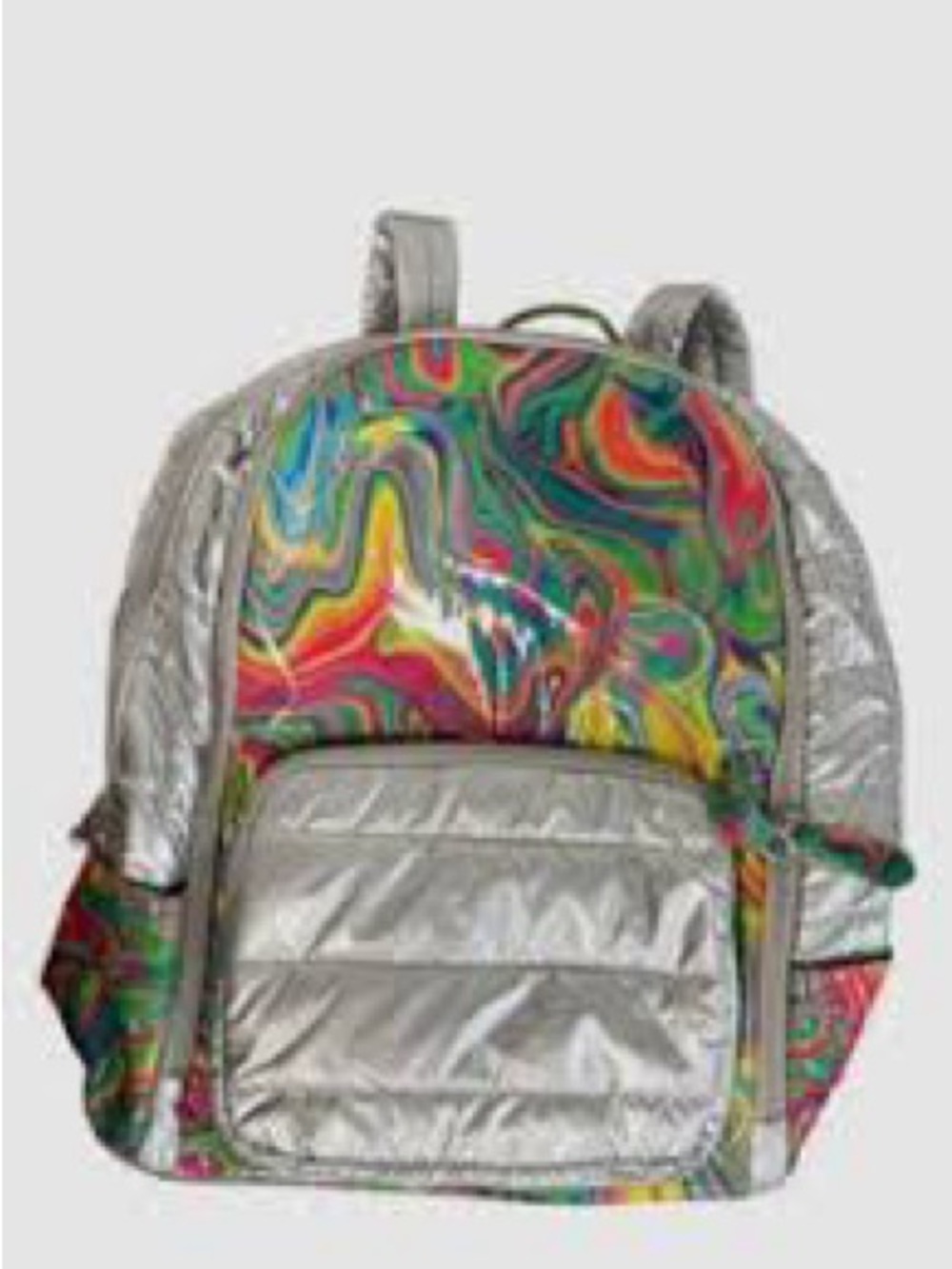 Bari Lynn Tie Dye Marble Silver Metallic Backpack